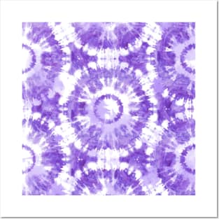 Purple and White Tie Dye Batik Posters and Art